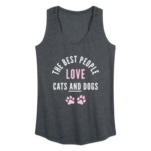 Women's - Instant Message - The Best People Love Cats and Dogs Graphic Racerback Tank - 1 of 4