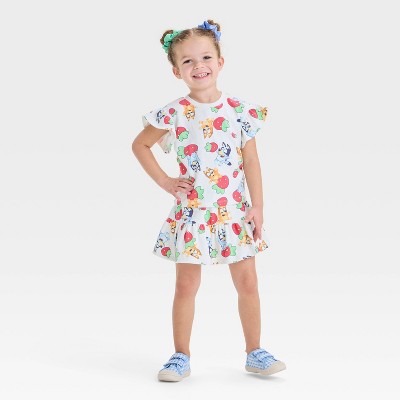 Toddler Girls' 2pc Bluey Strawberry Top & Skort Set - Ivory