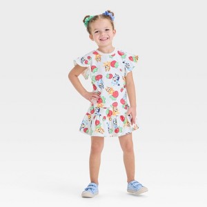 Toddler Girls' 2pc Bluey Strawberry Top & Skort Set - Ivory - 1 of 4