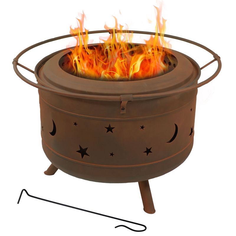 Sunnydaze Cosmic Outdoor Wood-Burning Steel Smokeless Fire Pit for the Backyard - Bronze - 30", 1 of 12