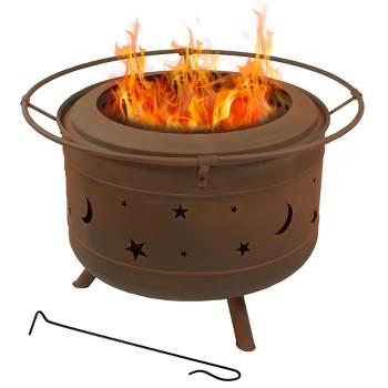 Sunnydaze Cosmic Outdoor Wood-Burning Steel Smokeless Fire Pit for the Backyard - Bronze - 30"