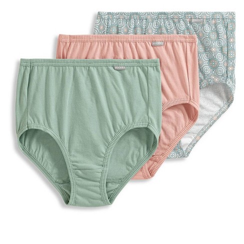 Jockey Womens Plus Size Elance Brief 3 Pack Underwear Briefs 100% Cotton 9  Sea Shell Rose/novel Tile/sage Mint : Target