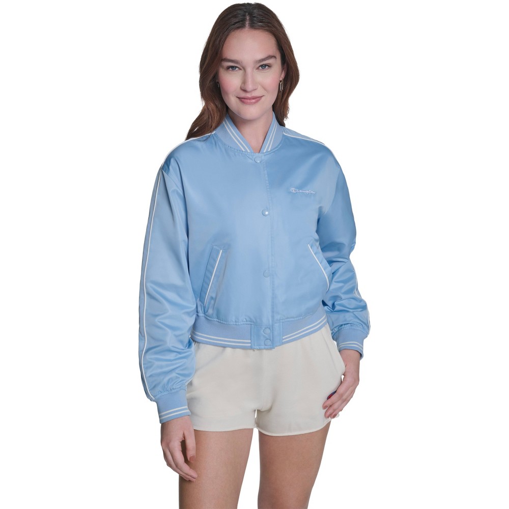 Champion Women's Cropped Varsity Jacket - Blue M
