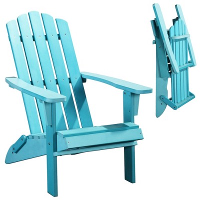 Infurnic Patio Accent Chairs, Folding Adirondack Chairs with Wide Armrests and High Back Support for Garden Backyard Patio, Blue, 14"*21"*25"
