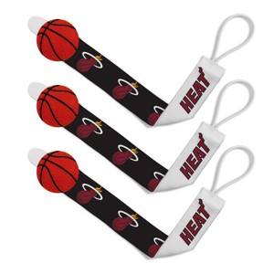 BabyFanatic Officially Licensed Unisex Baby Pacifier Clip 3-Pack NBA Miami Heat - 1 of 3