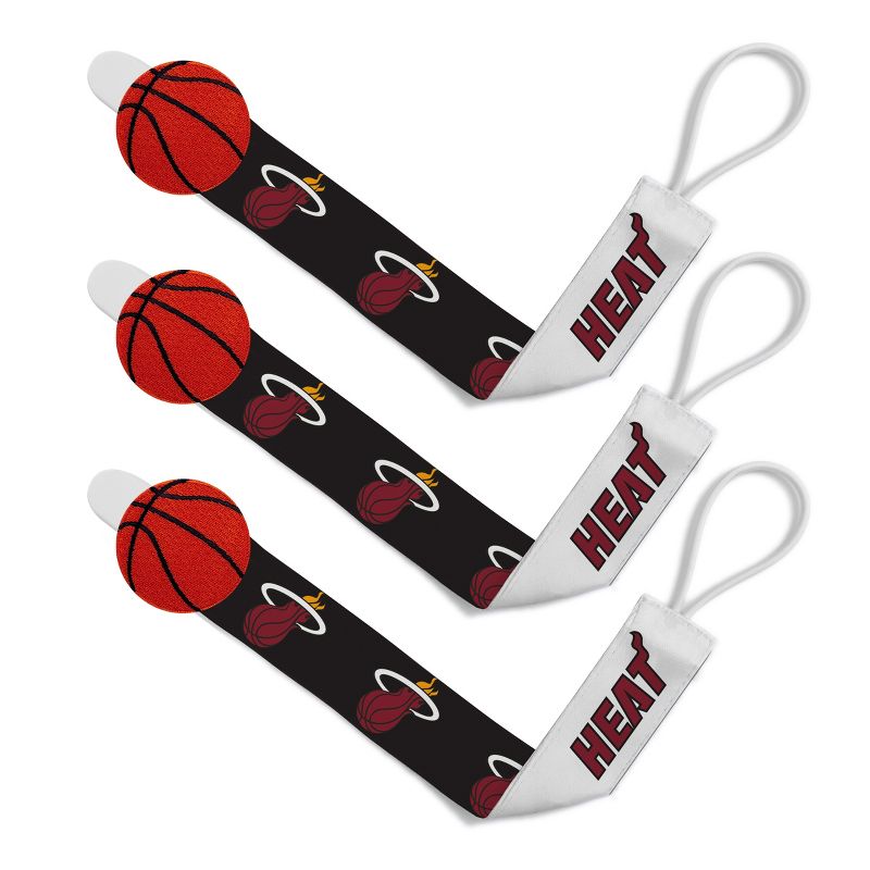 BabyFanatic Officially Licensed Unisex Baby Pacifier Clip 3-Pack NBA Miami Heat, 1 of 4