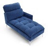 55" Upholstered Chaise Lounge with Left Armrest - Button Tufted Lounge Chair with Lumbar Pillow,Tool-Free Assembly for Living Room - 3 of 4