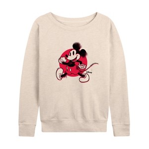 Women's - Disney - Mickey & Friends Lightweight French Terry Wide Neck Long Sleeve Shirt - 1 of 4