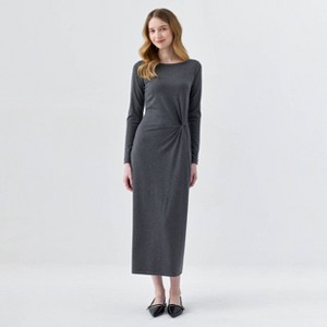 grey day dress Women's Long Sleeve Twist-Front Samantha dress