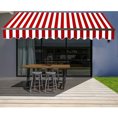 ALEKO 20' x 10' Red and White Striped Motorized Patio Awning