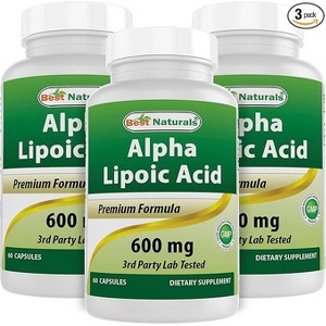 3 Pack Best Naturals Alpha Lipoic Acid 600 mg 60 Capsules - ALA Powerful Antioxidant - 1 of 1