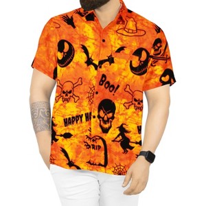 LA LEELA Mens Hawaiian Shirts Short Sleeve Button Down Shirt Men's Halloween Costumes Shirt Summer Beach Casual Shirts for Men Funny - 1 of 4