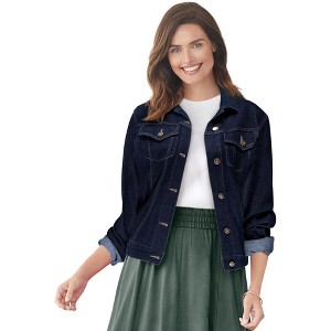 Woman Within Plus Size Stretch Denim Jacket - 1 of 4