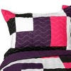 Slickblue Full/Queen Quilt Set with 2 Pillow Shams, Reversible Bedding, Soft Quilt, Blue or Purple - 3 of 4
