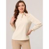 INSPIRE CHIC Women's Elegant Long Sleeve Ruffle Tie Neck Business Work Top - 4 of 4