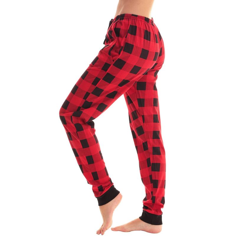 Just Love Womens Buffalo Plaid Knit Jersey Pajama Pants - Buffalo Check Jogger PJ Bottom, 2 of 4