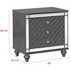 1Pc Glam Contemporary Style 3-Drawer Nightstand End Table with Mirror Plating Tapered Legs Gray Finish Bedroom Solid Wood Wooden Furniture - 4 of 4