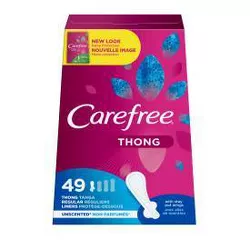 Carefree Thong Pantiliners with Wings - Unscented - 49ct