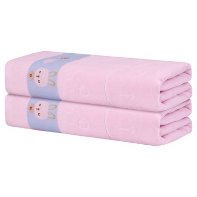 Unique Bargains Highly Absorbent Quicker Dry Breathable Bath Towels Set for Bathroom 2 Packs