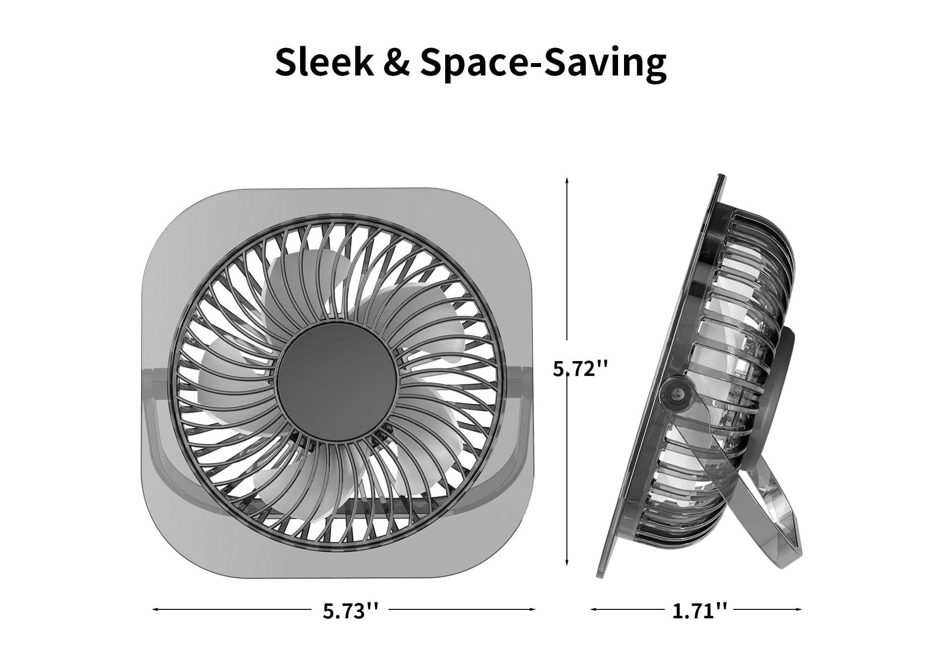 ZAFRO Portable USB Desk Fan with 3 Speeds and Night Light