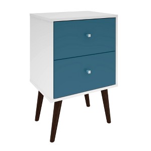 ChicFurnit Nightstand Stylish Two Drawer Storage Table for Bedroom Organization, Blue, 24.61"*17.52"*6.5" - 1 of 4