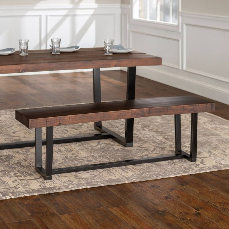 Modern Farmhouse 60" Solid Wood Distressed Plank Top Dining Bench - Saracina Home, 3 of 11
