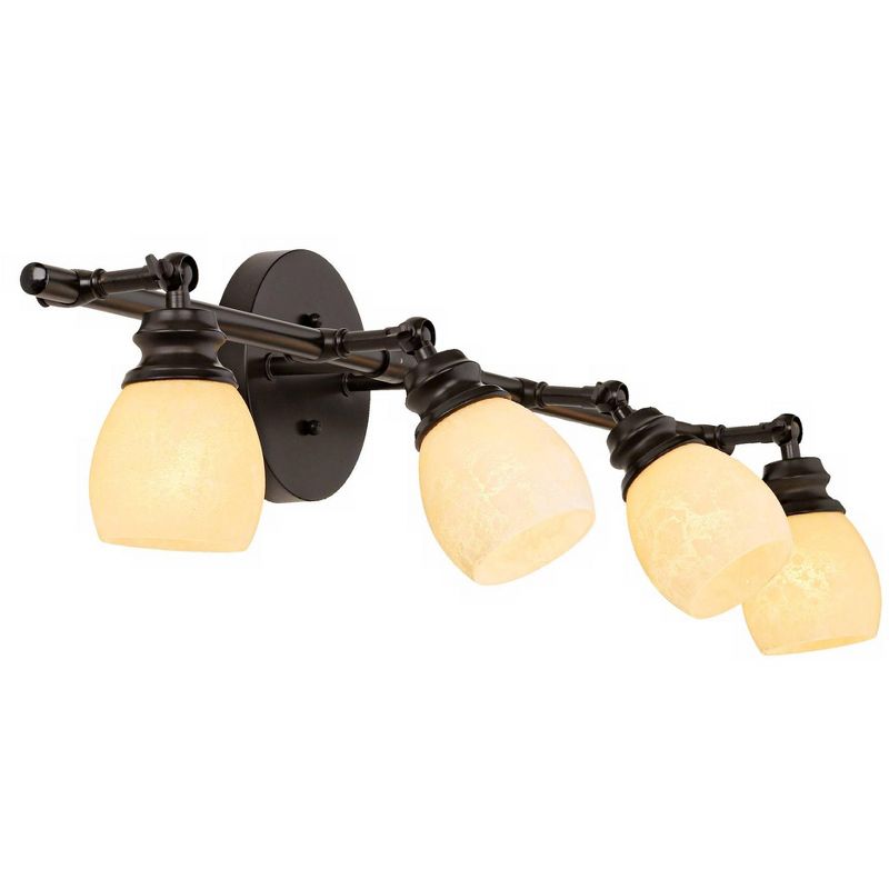 Pro Track Elm Park 4-Head Complete Ceiling or Wall Track Light Fixture Kit Spot Light Oil Rubbed Bronze Finish Amber Glass Western Kitchen 36" Wide, 5 of 10