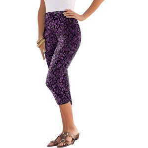 Roaman's Women's Plus Size Essential Stretch Capri Legging - 1 of 4