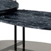 Royal Hampton 40 Inch 2 Piece Nesting Coffee Table, Faux Marble Top, Glass Shelf, Black - 3 of 4