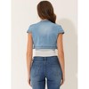INSPIRE CHIC Women's Casual Cap Sleeve Open Front Crop Denim Shrugs - 4 of 4