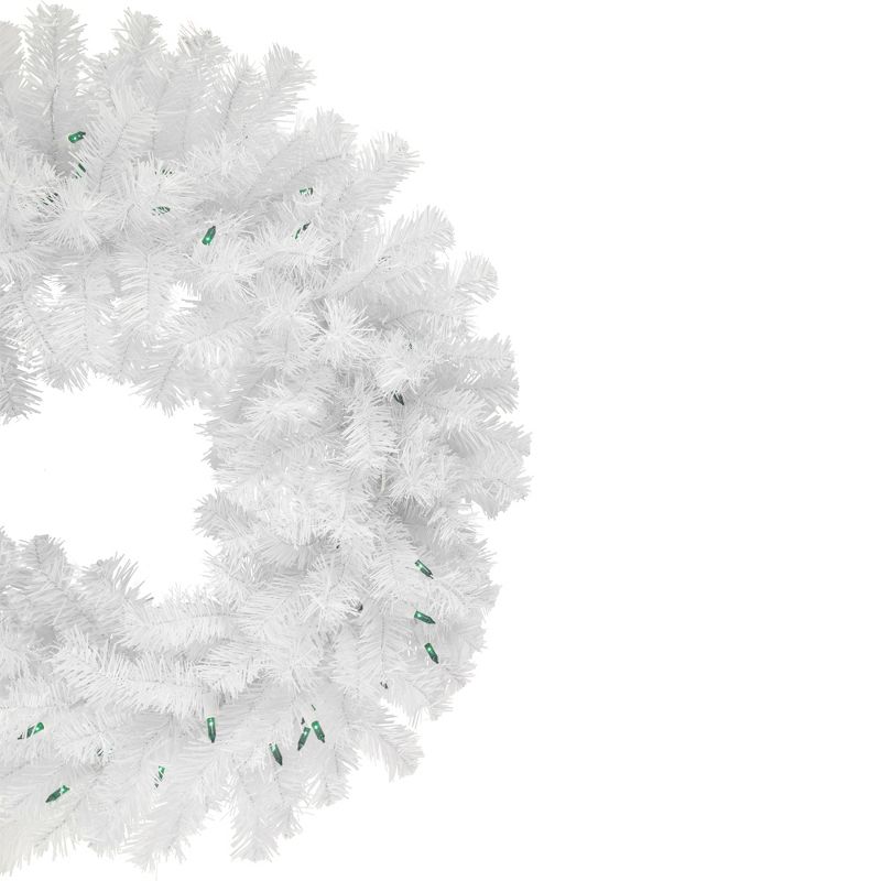 Northlight Pre-Lit Geneva White Spruce Artificial Christmas Wreath, 24-Inch, Green Lights, 4 of 5