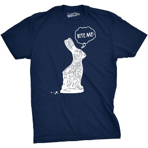 Mens Bite Me Chocolate Holiday Bunny T Shirt Funny Sassy Candy Hilarious Tee - Crazy Dog Men's T Shirt - 1 of 4
