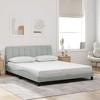 vidaXL - Queen Size Bed Frame with LED Lights - Light Gray Velvet, USB Connector, Headboard Cushion - 85.8" x 61.8" x 29.3" - 3 of 4