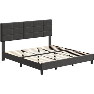 DobleePy King Size Bed Frame, Grey, No Box Spring Needed, Heavy Duty, Strong Bearing Capacity, Noise-Free, Adjustable Headboard, Easy Assembly - 1 of 4