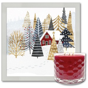 Courtside Market Christmas Chalet I Framed Artboard & 13.5oz 3-Wick Candle Set - 1 of 3