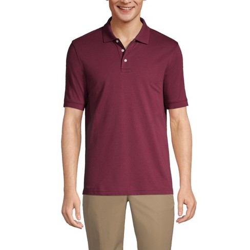 Lands' End Men's Short Sleeve Interlock Polo Shirt - Medium - Burgundy ...