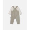 Deux par Deux Boy Onesie and Stretchy Corduroy Overalls Set Jade Green - 2 of 4