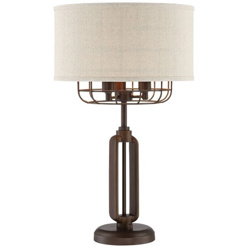 Franklin Iron Works Rustic Farmhouse Table Lamp Bronze Iron Cage