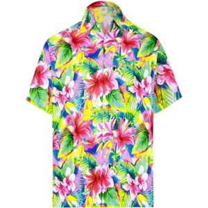 HAPPY BAY Mens Hawaiian Short Sleeve Button Down Shirt Floral Shirt Men Summer Beach Casual Holiday Tropical Shirts for Men Funny - 1 of 4