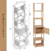 Evideco French Home Goods Tall Bathroom Storage Cabinet with Multiple Shelves and Vented Door, Natural - Trinidad Collection - 3 of 4