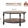 Round Coffee Table Industrial Center Table with Storage Shelf 2-Tier Rustic Accent Center Table Wood Circle Coffee Table - 2 of 4