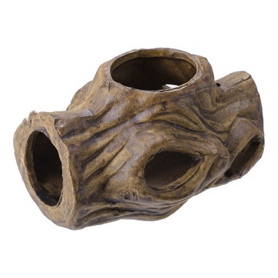 Unique Bargains Hiding Rock Small Fish Aquarium Decorations Ceramic Cave Brown 4.92"x3.54"x2.76" 1 Pc