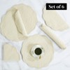Aoibox Quilted Round Placemats Set of 6, Washable Cotton Fabric with Microfiber Filling for Kitchen Table, Flax Design - 4 of 4