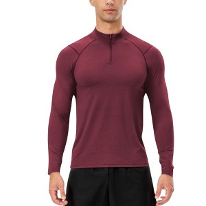 Anna-Kaci Active Men's Long Sleeve Quarter Zip Top with Athletic Fit and Raglan Sleeves for Training or Casual Wear - 1 of 4