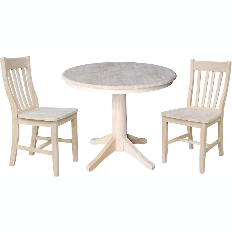 International Concepts 36 inches Round Top Pedestal Table - With 2 Cafe Chairs, 1 of 2