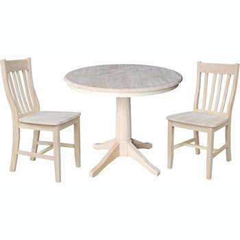 International Concepts 36 inches Round Top Pedestal Table - With 2 Cafe Chairs