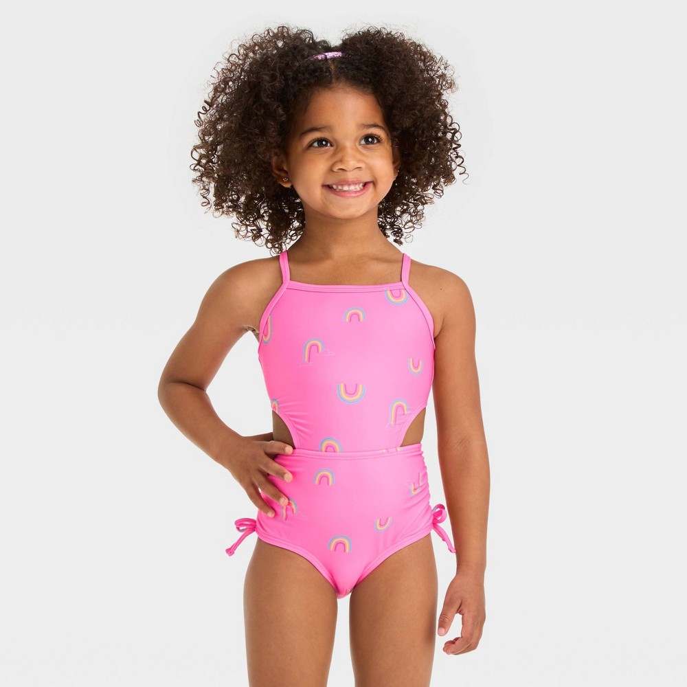 Photos - Swimwear Toddler Girls' Cut Out One Piece Swimsuit - Cat & Jack™ Pink 3T: Monokini