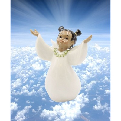 Ceramic White Guardian Angel Figurine, 3.25" x 1.88" x 3.63"