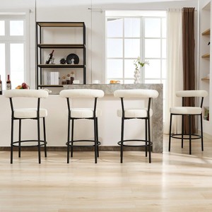 DYHOME Bar Stools Set of 4, 28 Inches Counter Height Bar Stools with Curved Back, Modern Upholstered Fabric Tall Barstools for Kitchen Island, Cafe - 1 of 4
