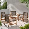 GDFStudio Savannah Outdoor Acacia Wood and Wicker Club Chairs (Set of 4) - 2 of 4